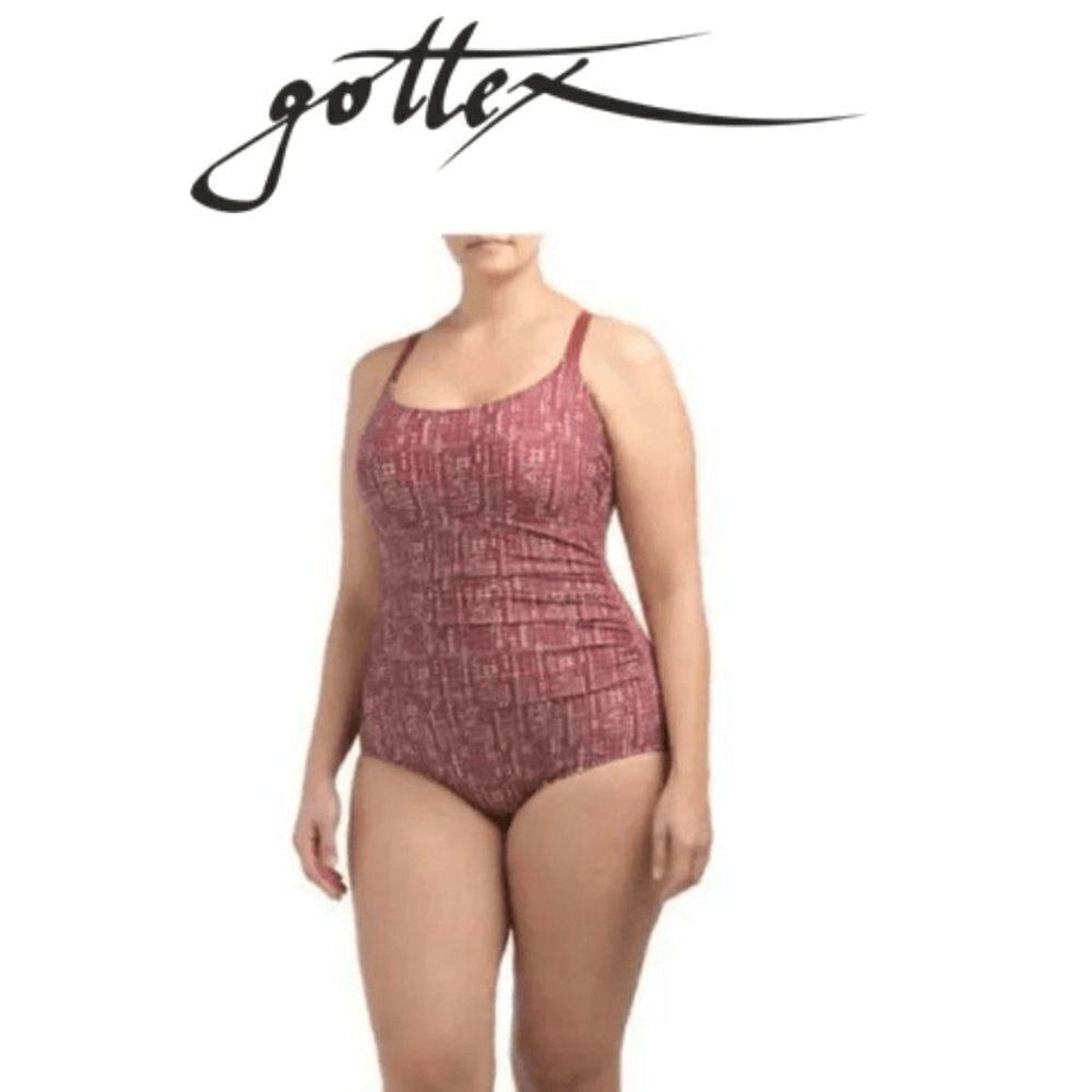 Gottex Size 16 One Piece Swimsuit Red and Cream